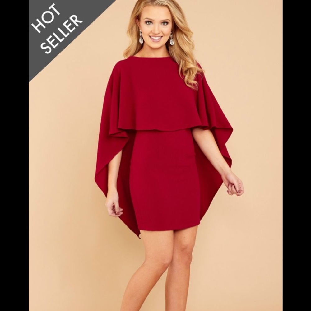 NWT Red cape dress - M
